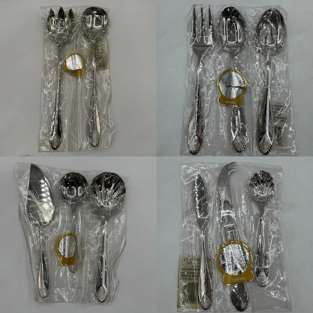 Heritage Mint Safrano GLOSSY 18/0 Stainless Serving Flatware Sets 11 Pieces